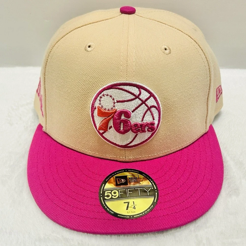New Era Philadelphia 76ers Passion Mango 59FIFTY Fitted Hat Cap 7 1/4 Orange NBA